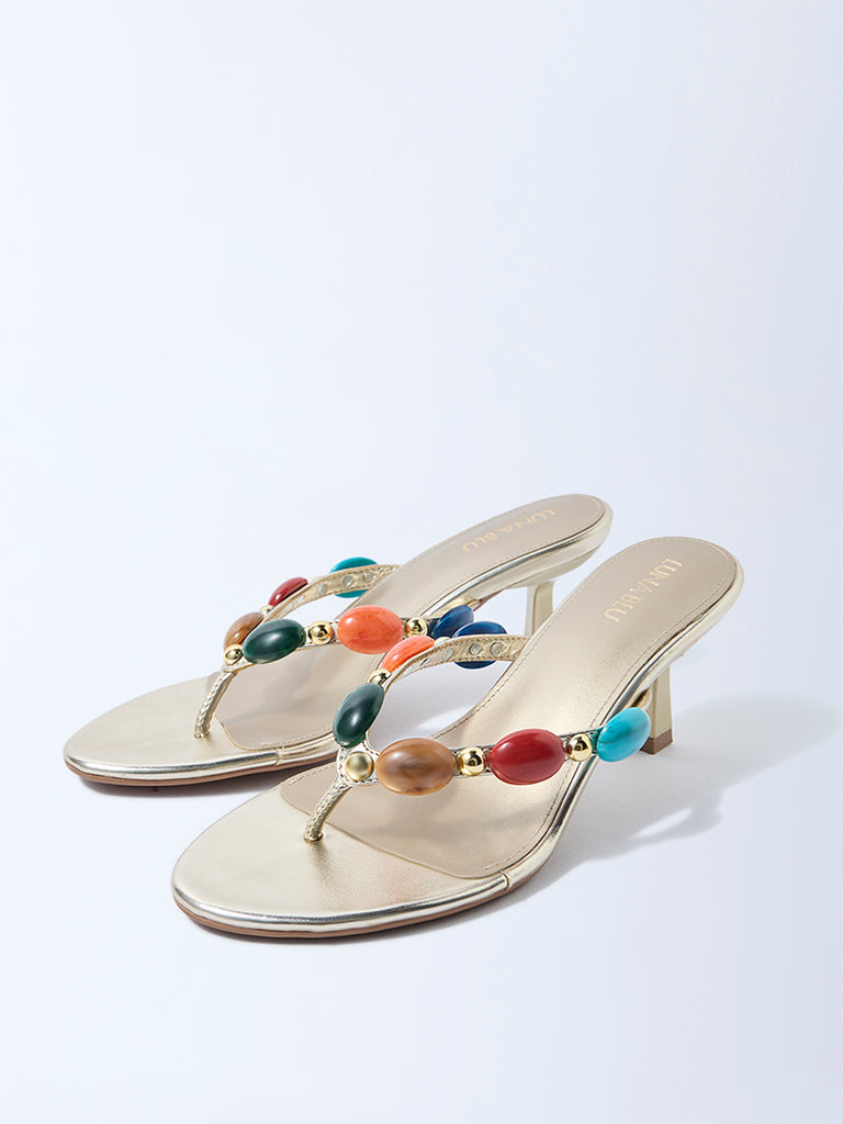 LUNA BLU Multicolour Stone-Detailed Heel Sandals