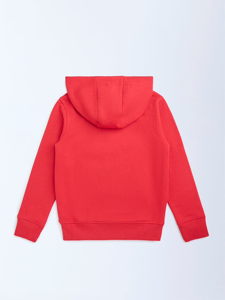HOP Kids Boys Red Animal Applique Cotton-Blend Hoodie