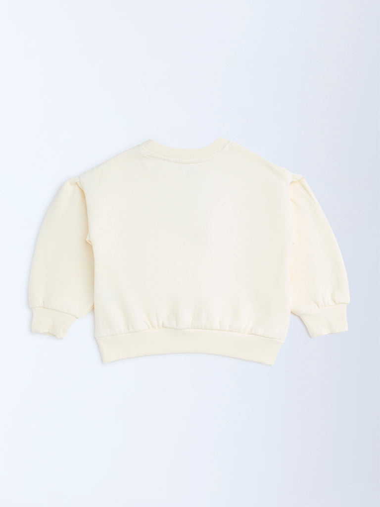 HOP Kids Girls Cream Bow-Detailed Cotton-Blend Sweatshirt