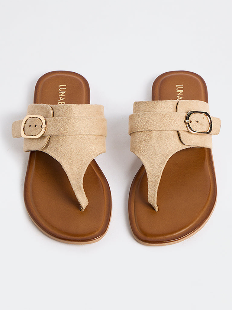 LUNA BLU Beige Thong-Strap Sandals