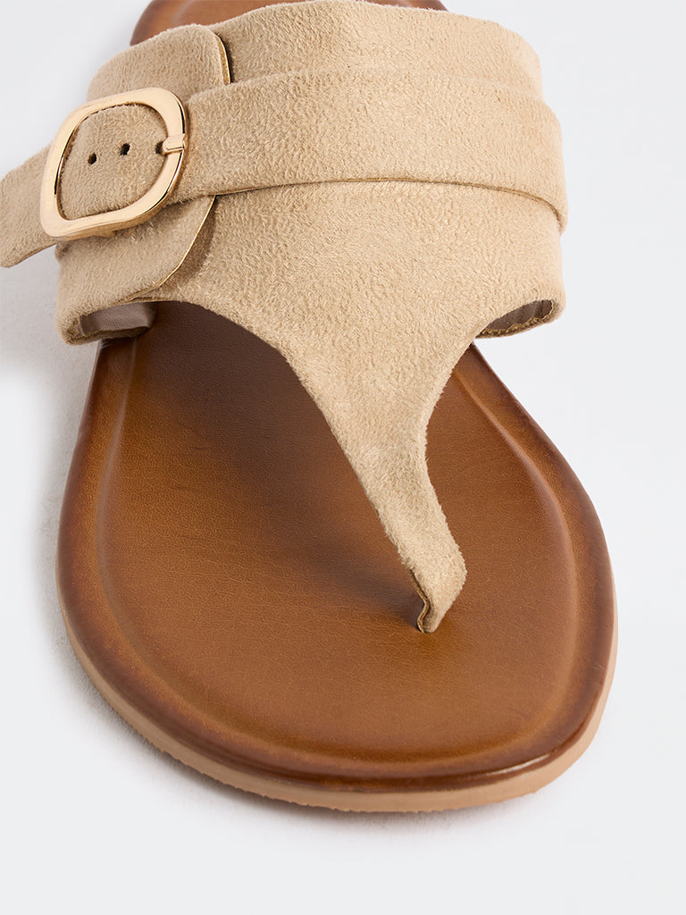 LUNA BLU Beige Thong-Strap Sandals