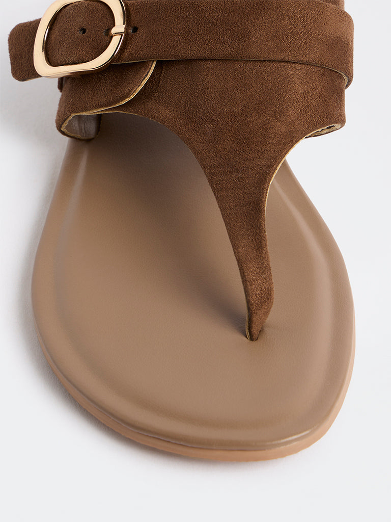 LUNA BLU Dark Brown Thong-Strap Sandals