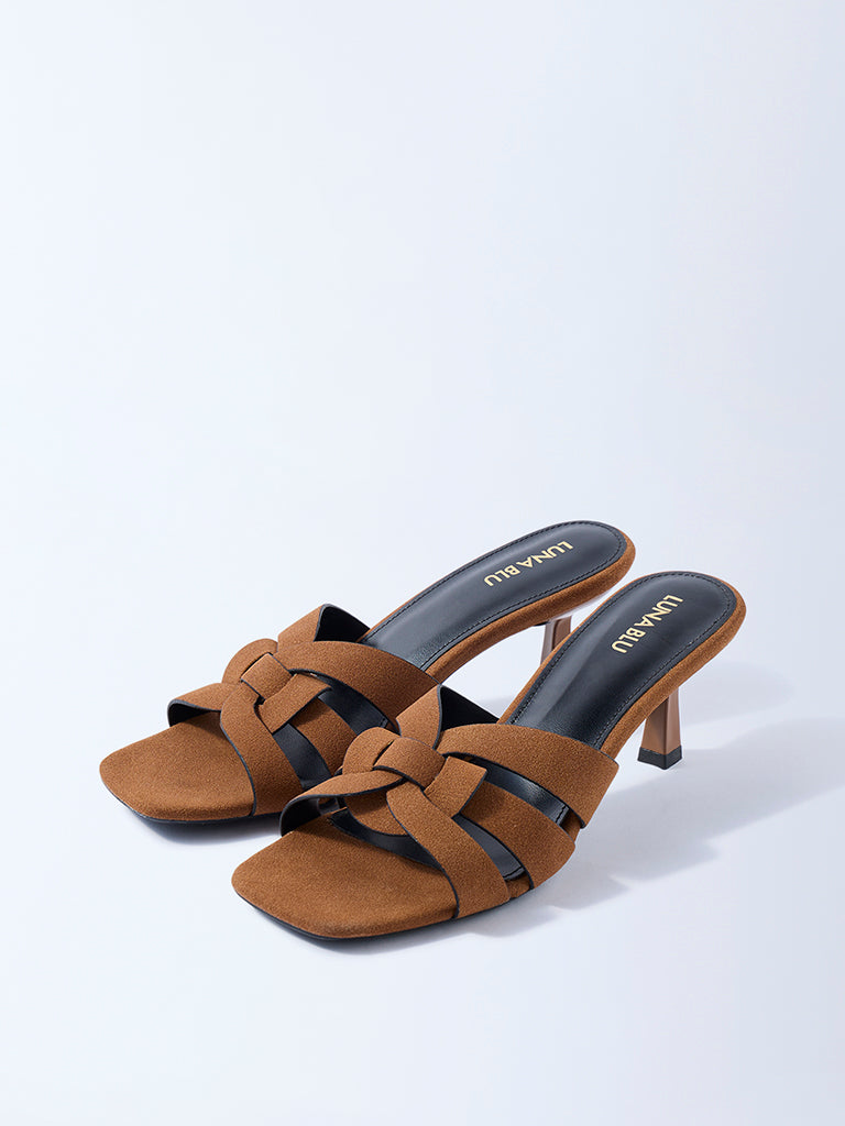 LUNA BLU Brown Multi-Strap Heel Sandals