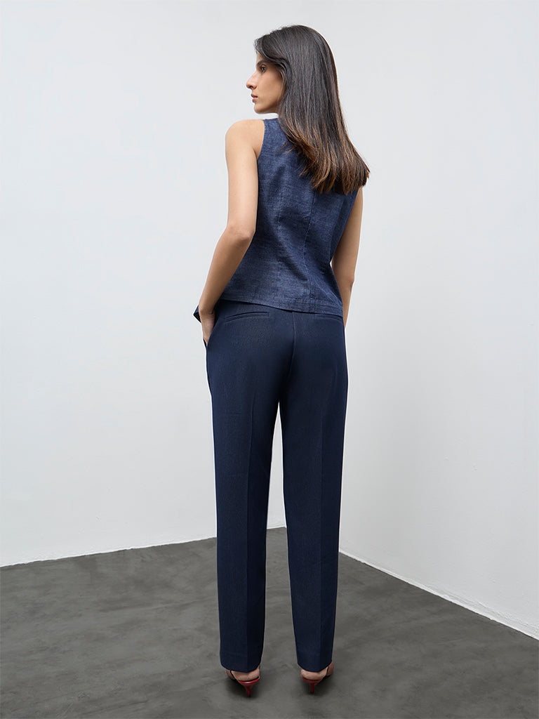 Wardrobe Indigo Solid High-Rise Trousers