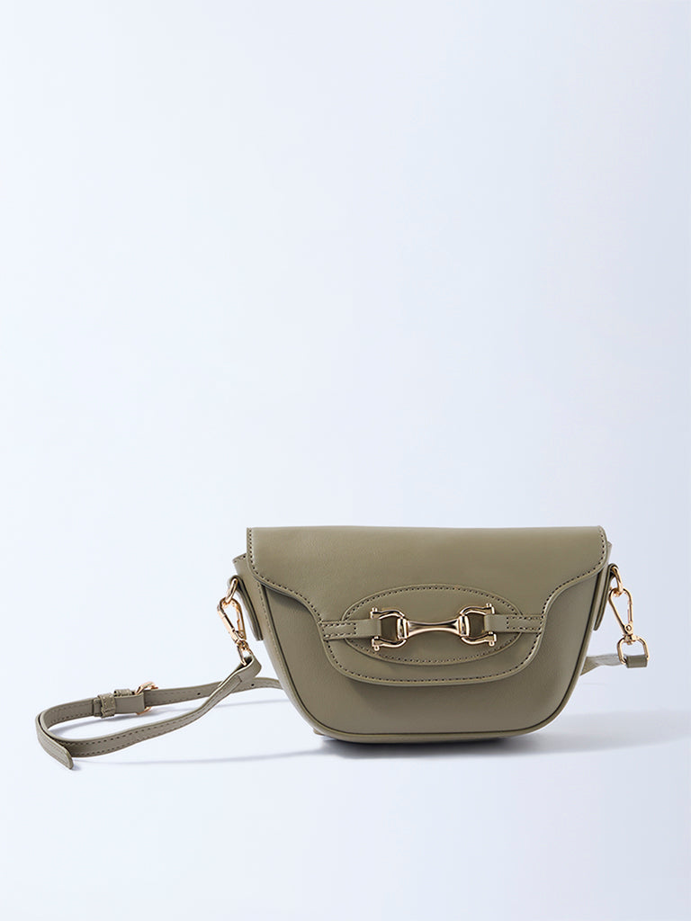 Westside Olive Buckle-Detailed Sling Bag