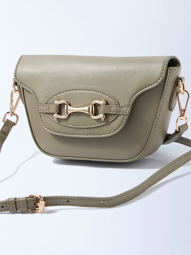 Westside Olive Buckle-Detailed Sling Bag