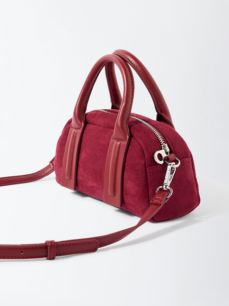 Westside Maroon Suede Bowling Bag