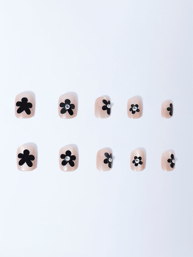 Studiowest Press & Go Floral Rhinestone Reusable Press-On Nail Set