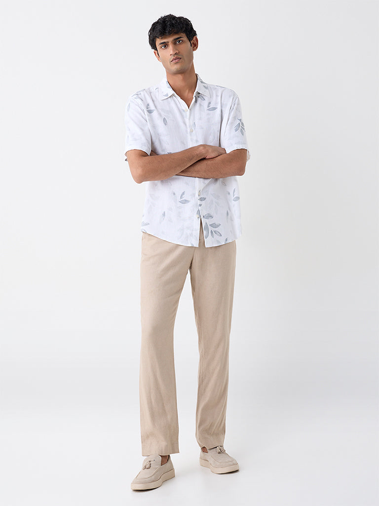 Ascot White Botanical Design Relaxed-Fit Shirt