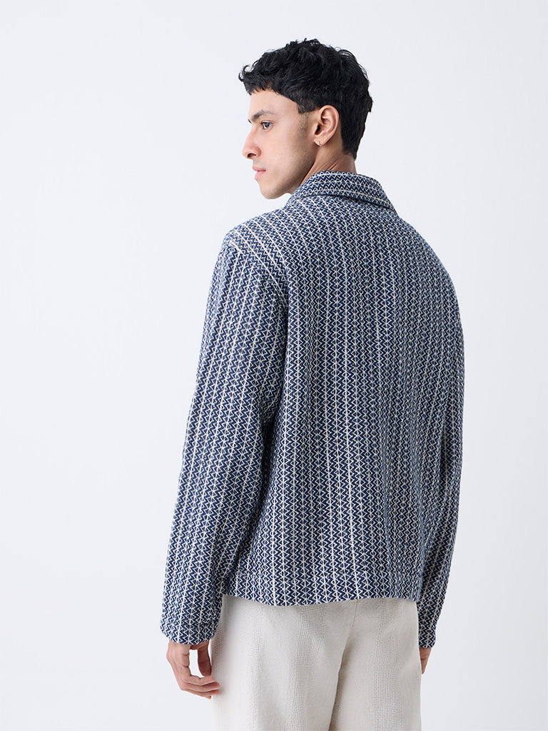 ETA Indigo Embroidered Relaxed-Fit Cotton Jacket