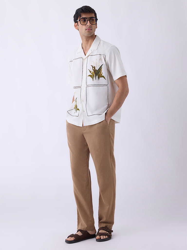 ETA Off-White Botanical Relaxed-Fit Cotton-Blend Shirt