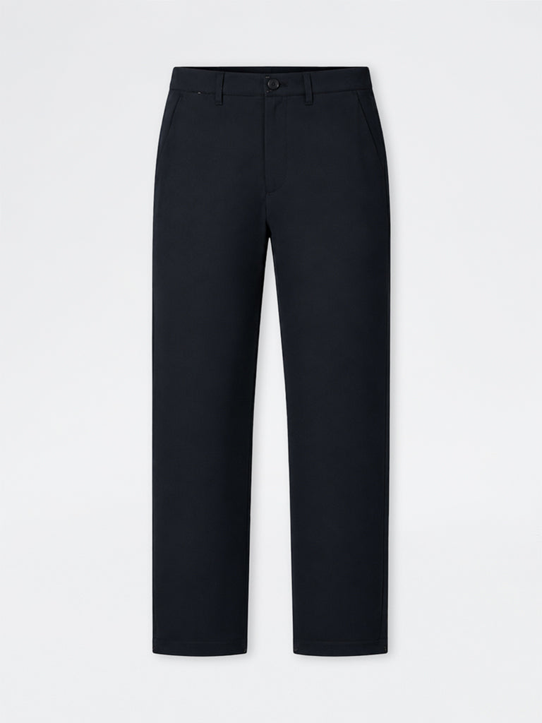 WES Formals Black Relaxed-Fit Mid-Rise Trousers