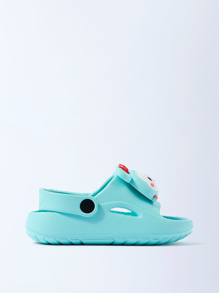 Westside Yellow Girls Turquoise Minny-Mouse Detailed Clogs for Casual Wear Side View