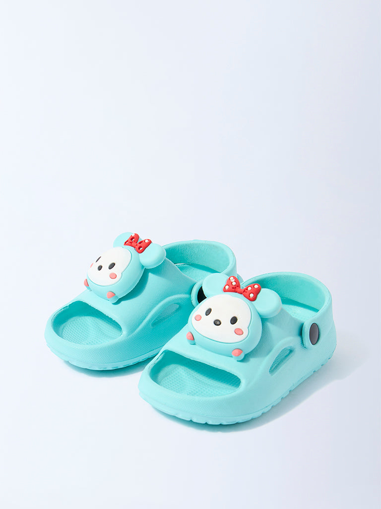 Westside Yellow Girls Turquoise Minny-Mouse Detailed Clogs for Casual Wear Full View