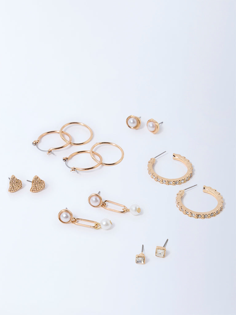 Westside Accessories Gold Pearlescent Studs and Hoops - Pack of 6