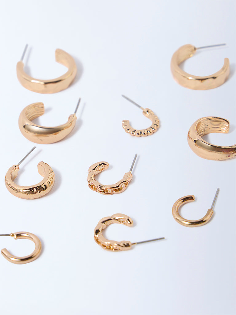 Westside Accessories Gold Thin and Chunky Hoops - Pack of 6