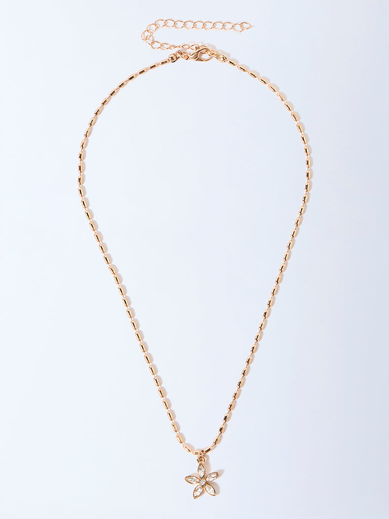 Westside Accessories Gold Floral Pendant Chain Necklace