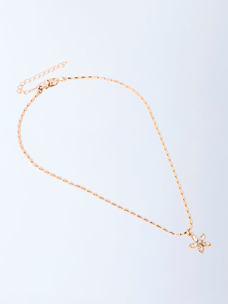 Westside Accessories Gold Floral Pendant Chain Necklace