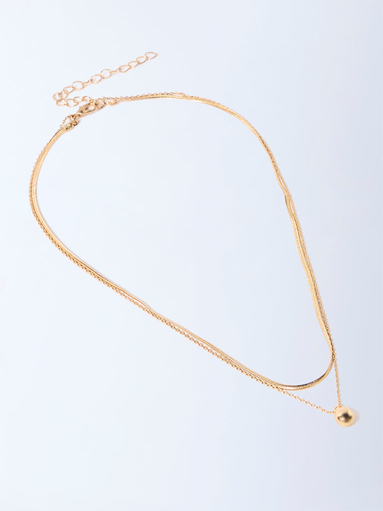 Westside Accessories Gold 2-Layer Pendant Chain Necklace