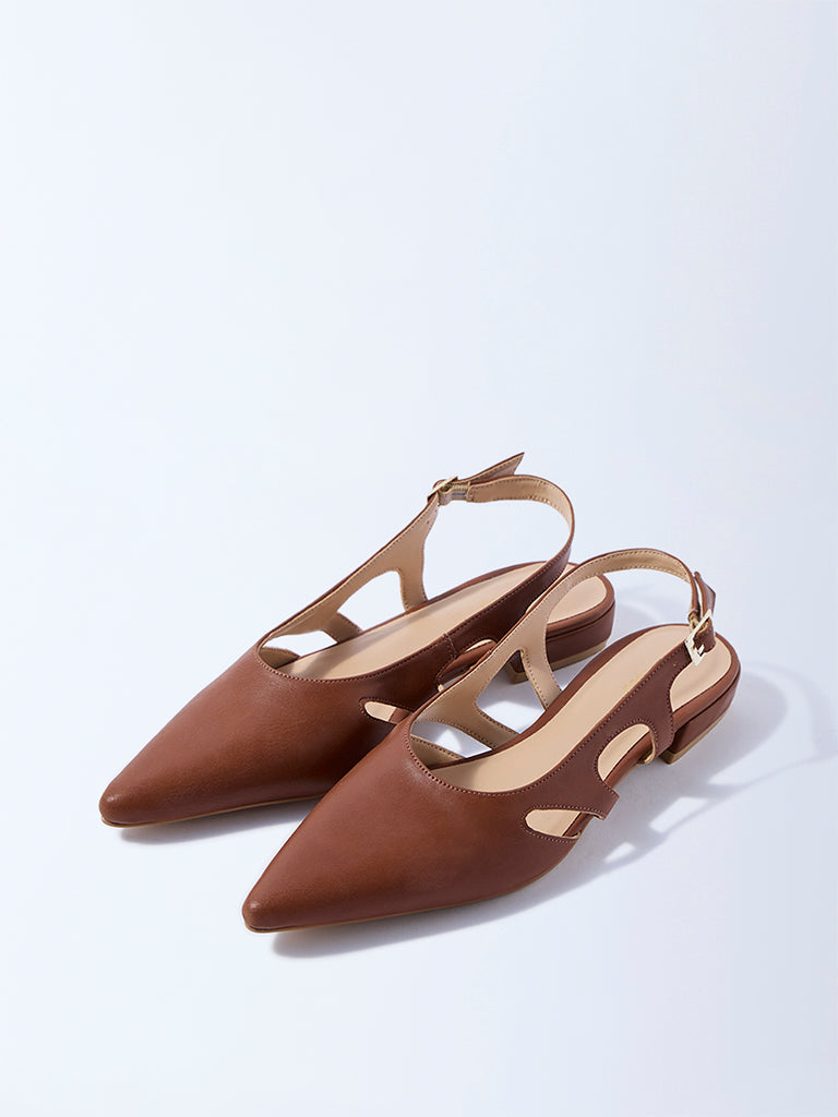 LUNA BLU Tan Slingback Mules
