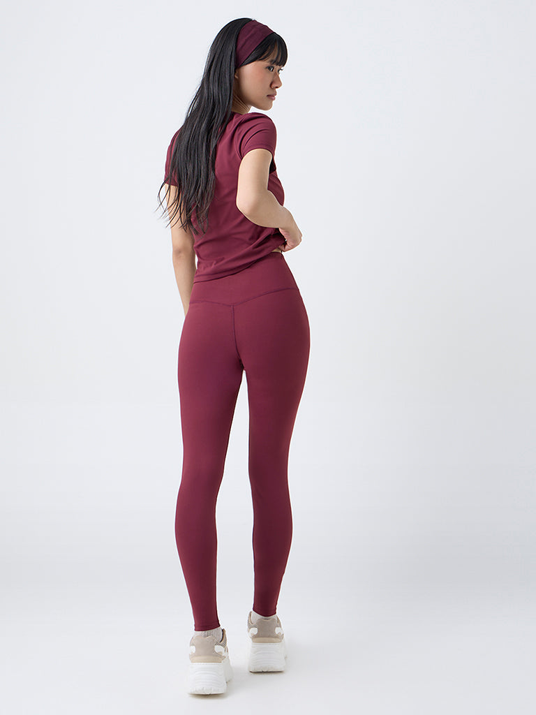 Nuoflexx Burgundy Ruched High-Rise Leggings