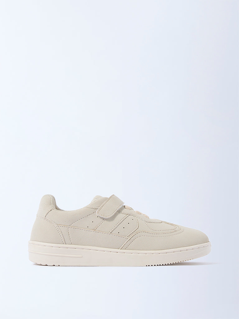Yellow Beige Solid Lace-Up Sneakers