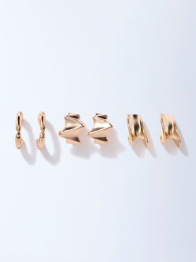 Westside Accessories Gold Think and Chunky Hoops - Pack of 3
