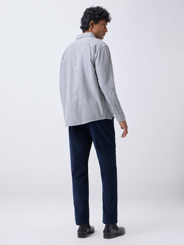 Ascot Navy Relaxed-Fit Mid-Rise Corduroy Trousers