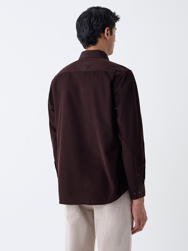 Ascot Dark Brown Relaxed-Fit Corduroy Shirt