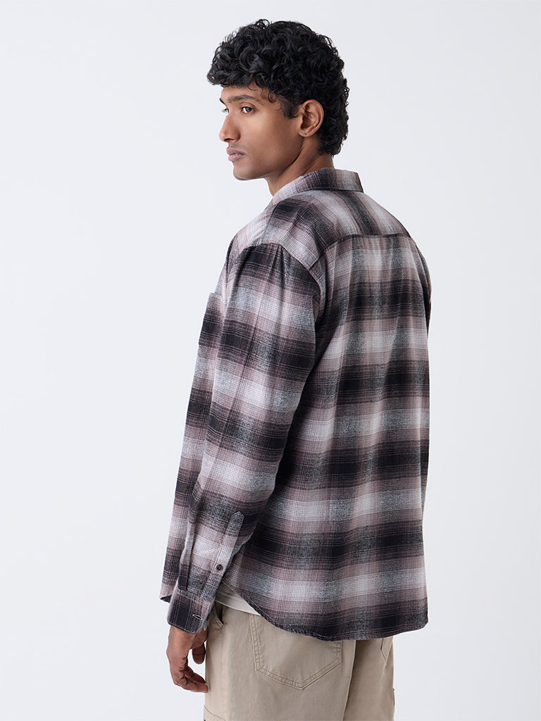 WES Casuals Multicolour Check Relaxed-Fit Cotton Shirt