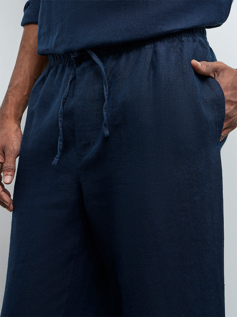 Ascot Indigo Relaxed-Fit Mid-Rise Linen Chinos