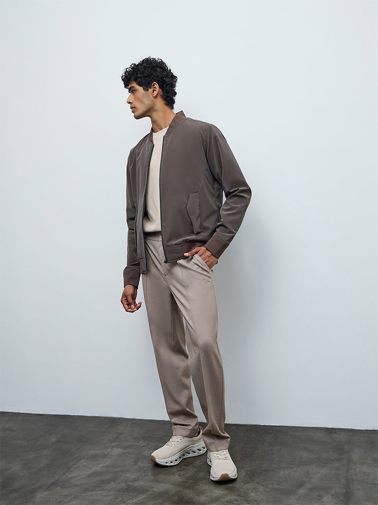 Nuoflexx Brown Relaxed-Fit Bomber Jacket