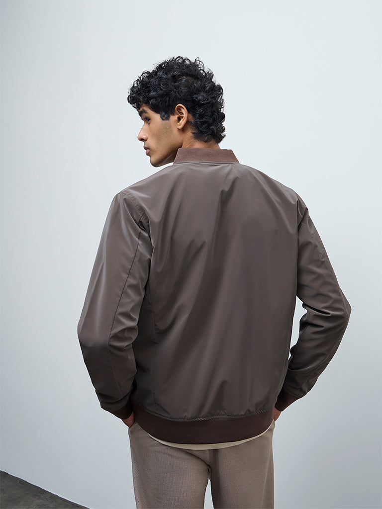 Nuoflexx Brown Relaxed-Fit Bomber Jacket