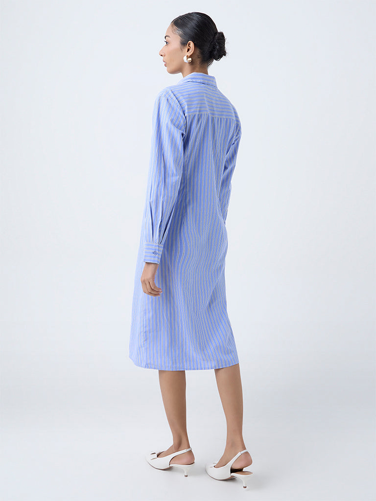 Wardrobe Blue Striped Shirt Cotton-Blend Dress