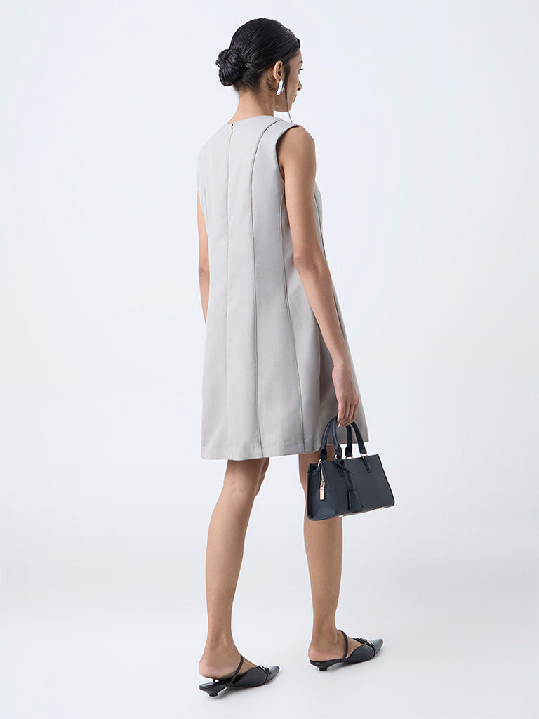 Wardrobe Grey Solid Shift Dress
