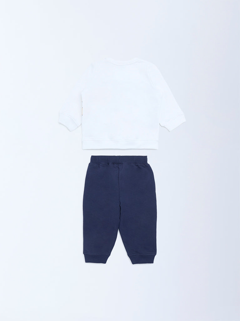 HOP Baby Boys Navy Cotton Sweatshirt and Joggers Set