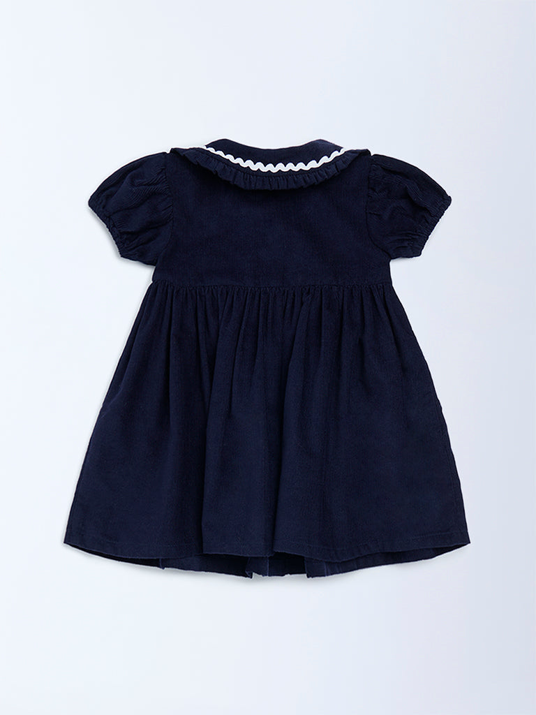 HOP Baby Girls Navy Fit-and-Flare Corduroy Dress