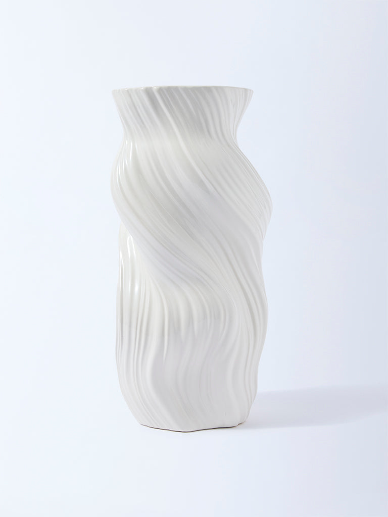 Westside Home Off-White Ceramic Twist Vase