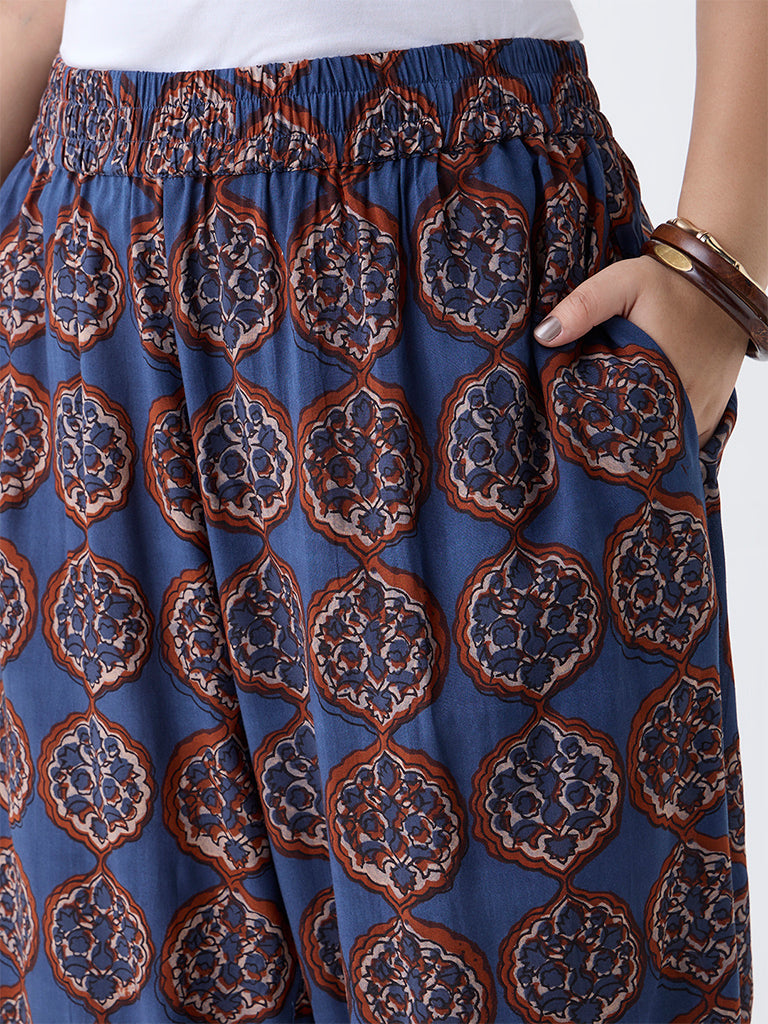 Diza Navy Printed Ethnic Pants