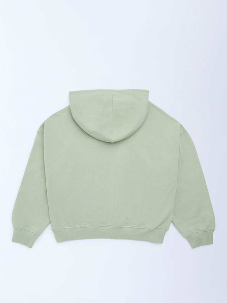Girls Sage Printed Cotton-Blend Hoodie