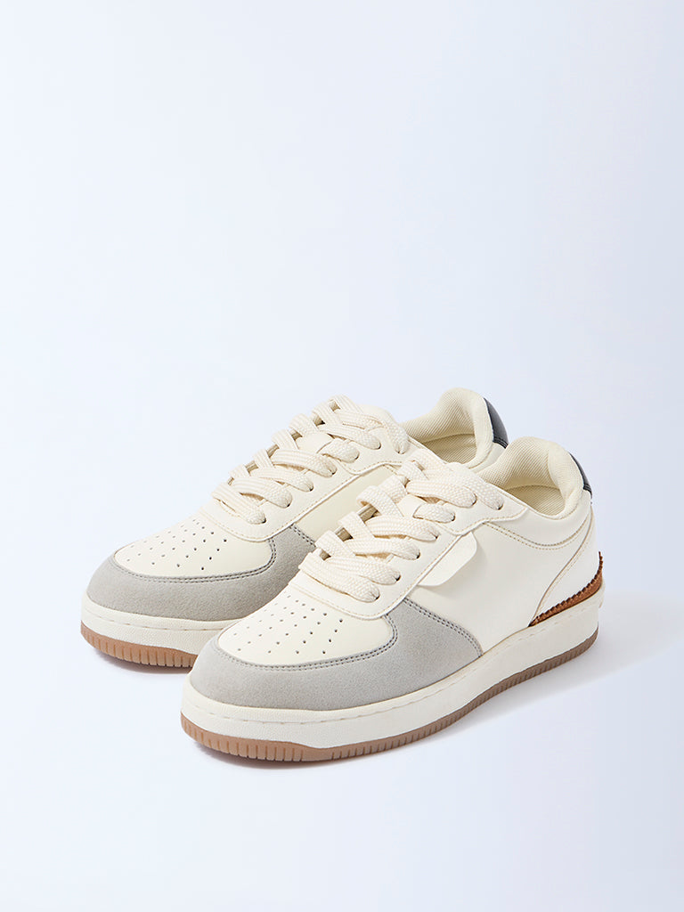LUNA BLU Cream Perforated Suede Sneakers