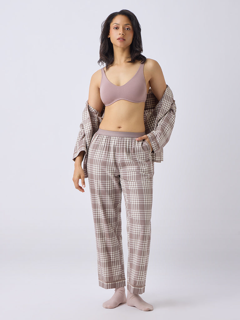 Wunderlove Mauve Cotton-Blend Padded Bra