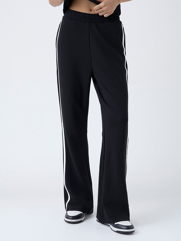 Studiofit Black Striped High-Rise Pants
