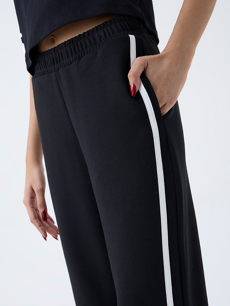 Studiofit Black Striped High-Rise Pants