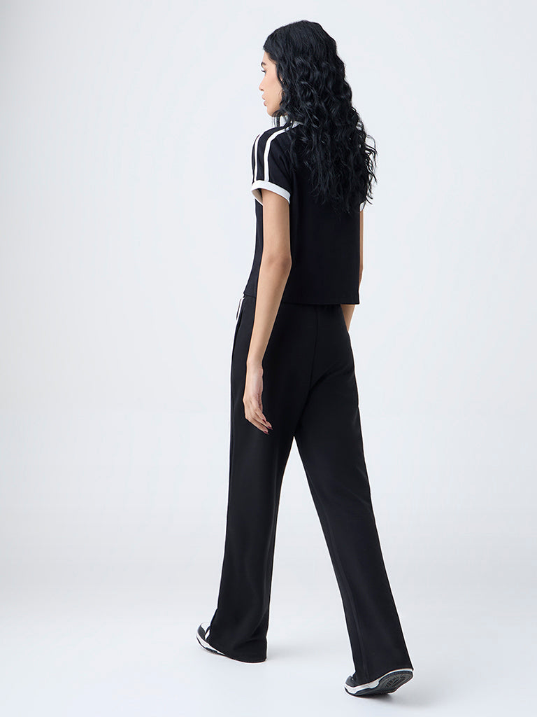 Studiofit Black Striped High-Rise Pants