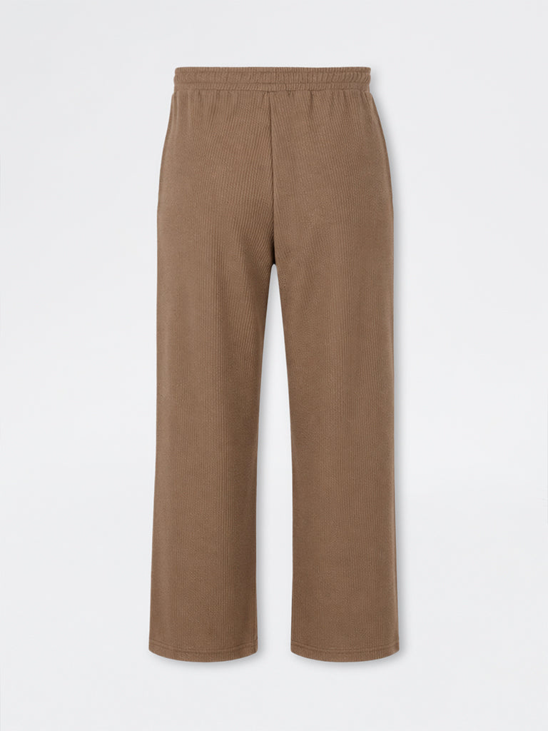 Nuoflexx Light Brown Ribbed High-Rise Pants