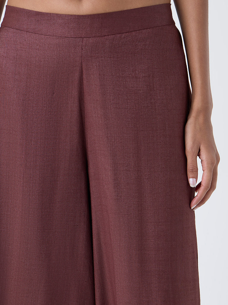 Zuba Wine Solid Palazzos