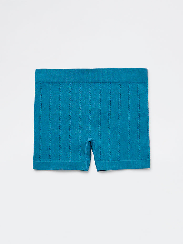 Superstar Teal Cable-Knit Seam-Free Boy Shorts Briefs