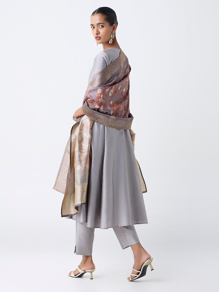 Vark Silver Anarkali Ethnic Set