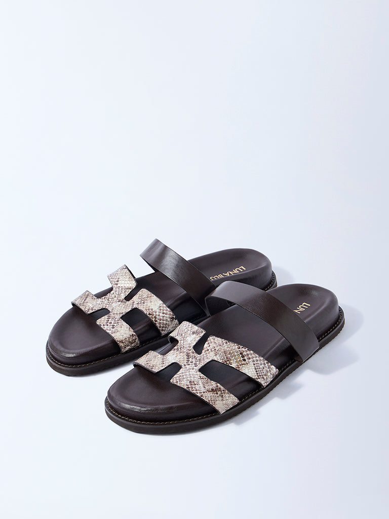 LUNA BLU Dark Brown Dual Strap Sandals
